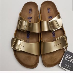 Brand new speculum gold Birkenstocks!!!